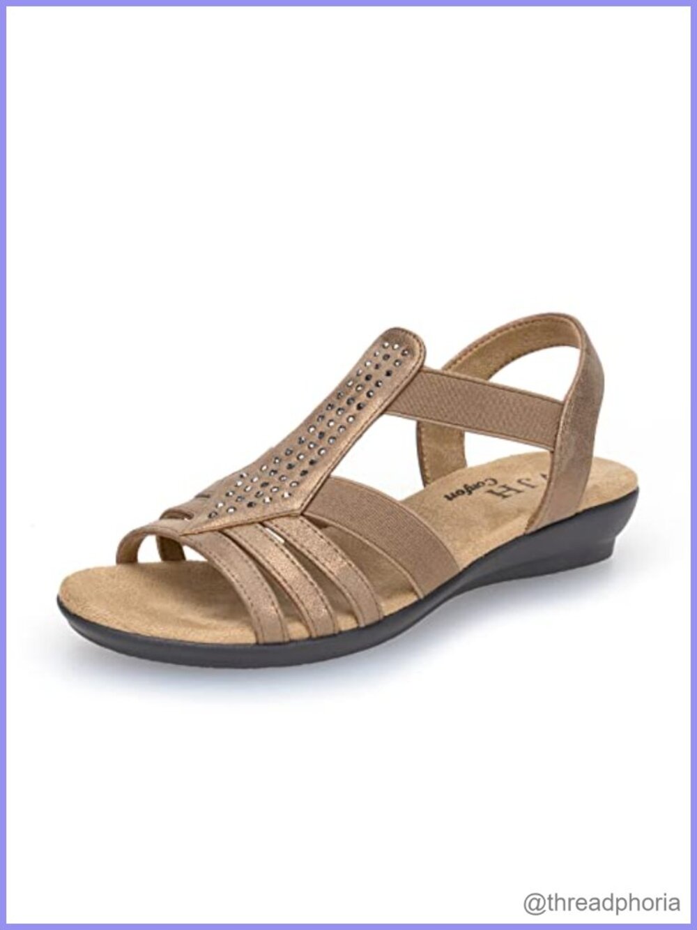 Women's Flat Sandals Slip-On Lightweight Slingback Rhinestone Open Toe